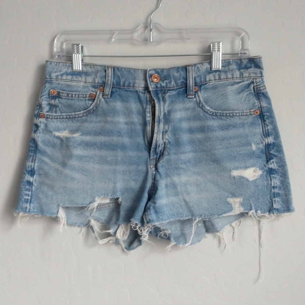 American Eagle Distressed Light Blue Denim Shorts Ripped 6